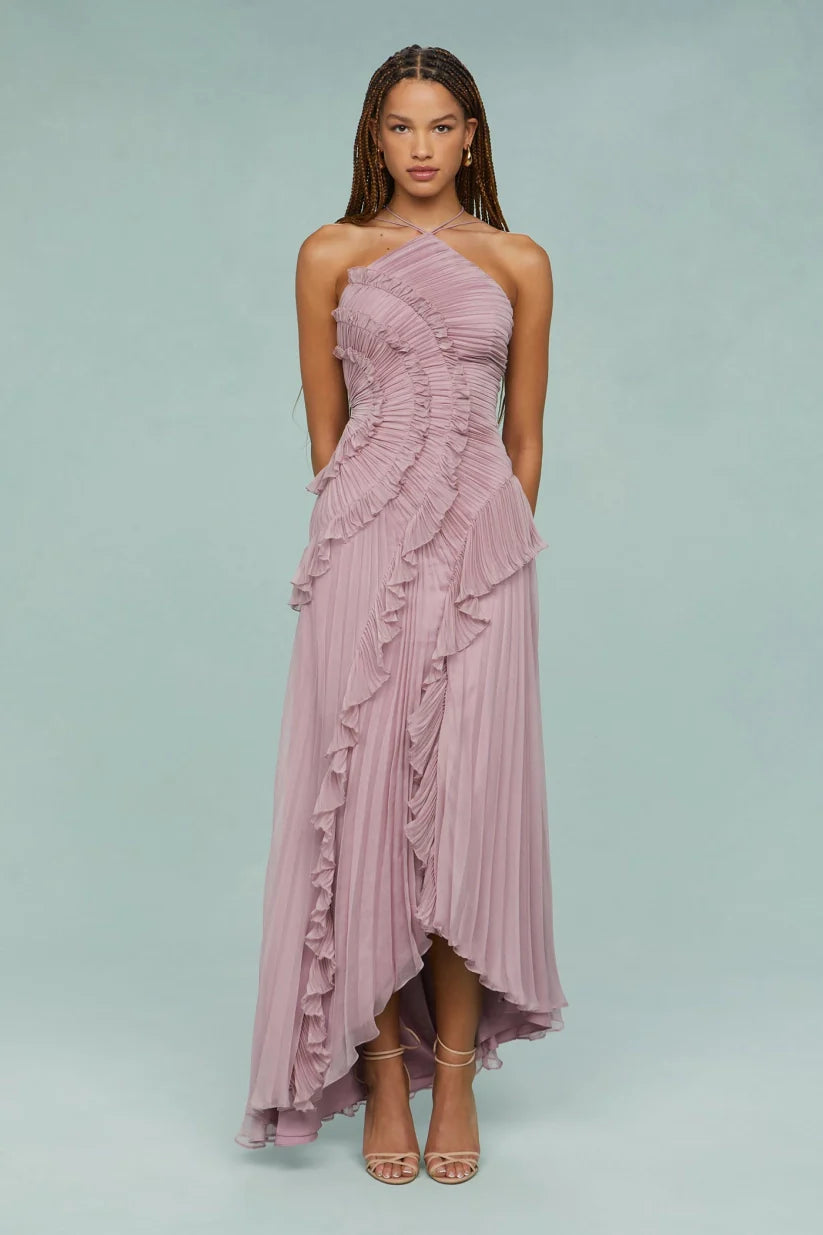 Olivia - Pleated ruffle gown
