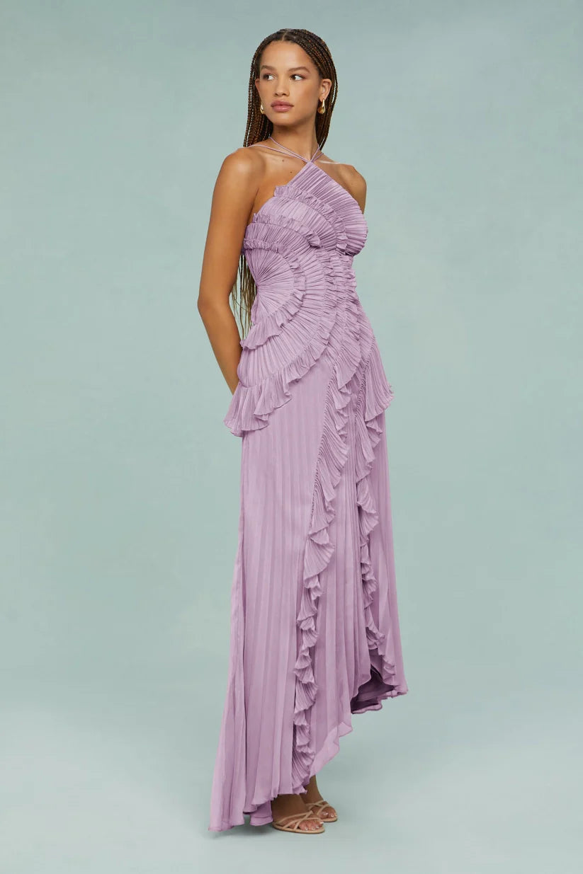 Olivia - Pleated ruffle gown