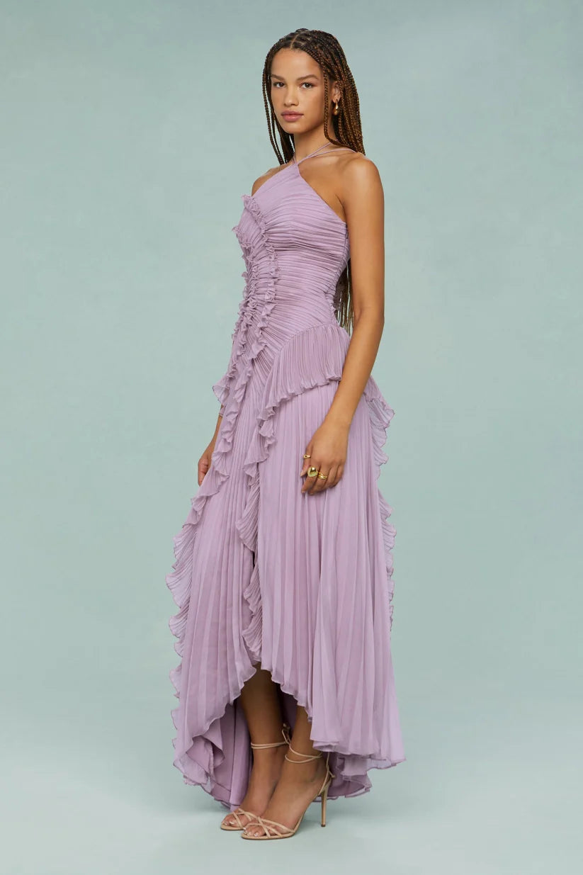 Olivia - Pleated ruffle gown