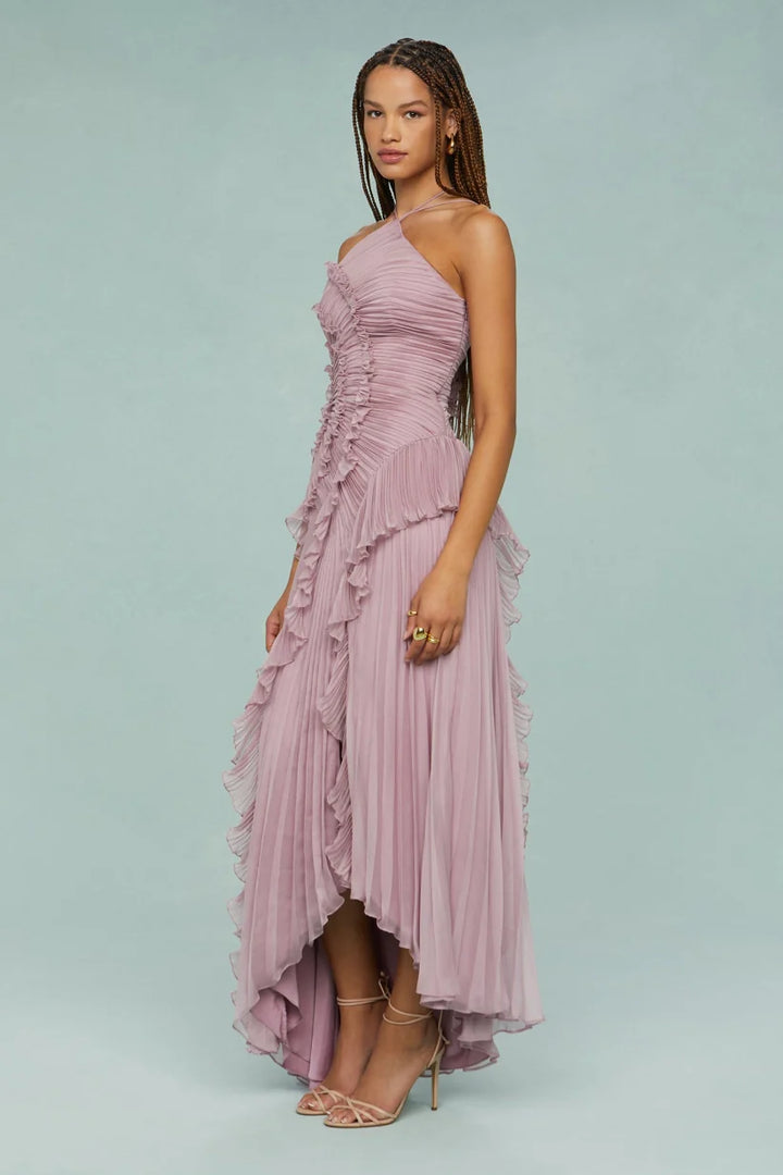 Olivia - Pleated ruffle gown