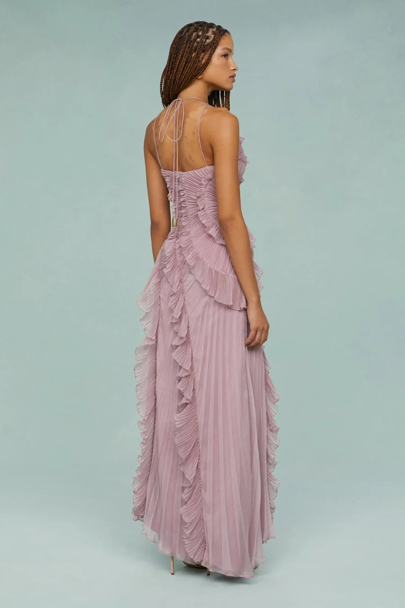 Olivia - Pleated ruffle gown