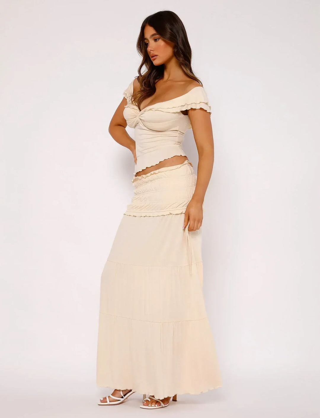Novissea - Ruffled Top with Maxi Skirt Boho Set