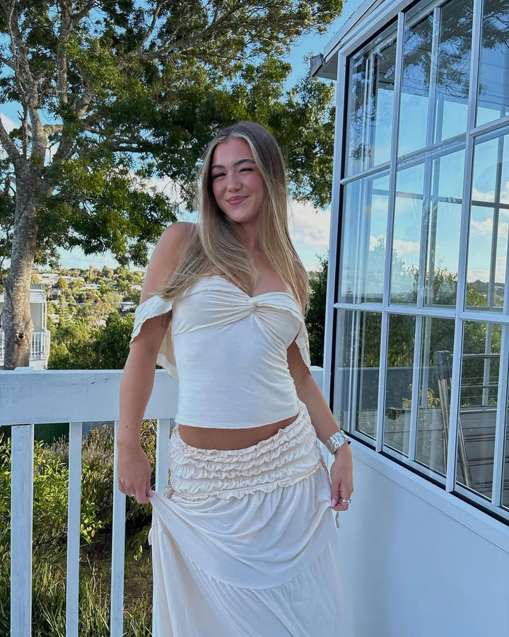 Novissea - Ruffled Top with Maxi Skirt Boho Set