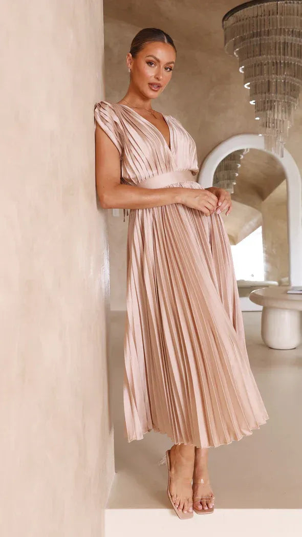 Elyvannae - Deep V-Neck Maxi Dress