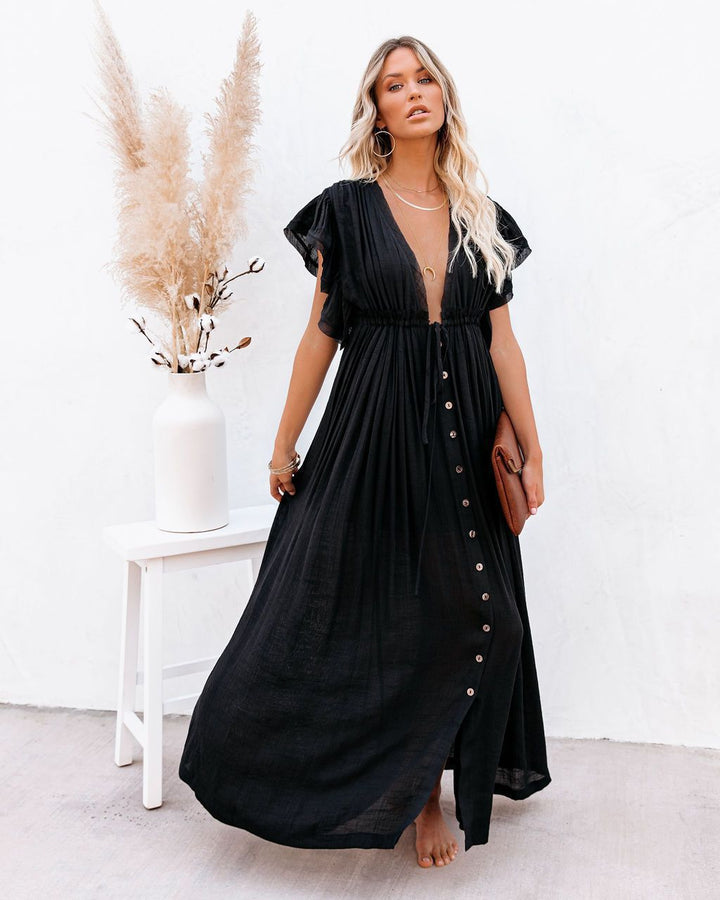 Kairin - Elegant Bohemian V-Sleeve Kimono for Swimsuit - Beach Cover-up Dress