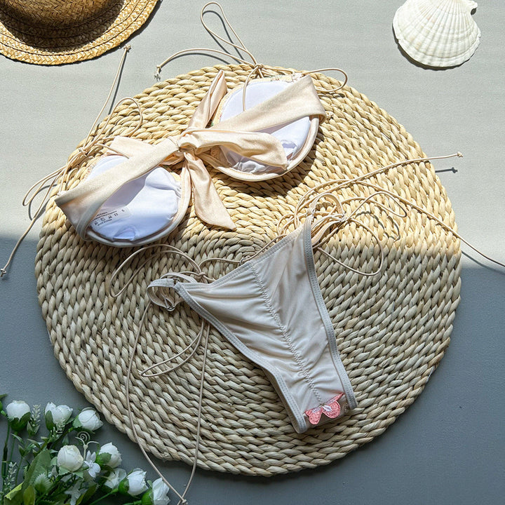 Brelissea - Embroidery Split Swimsuit