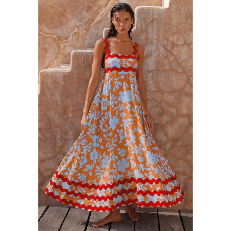 Halenna - Casual Sleeveless Dress with Floral Print
