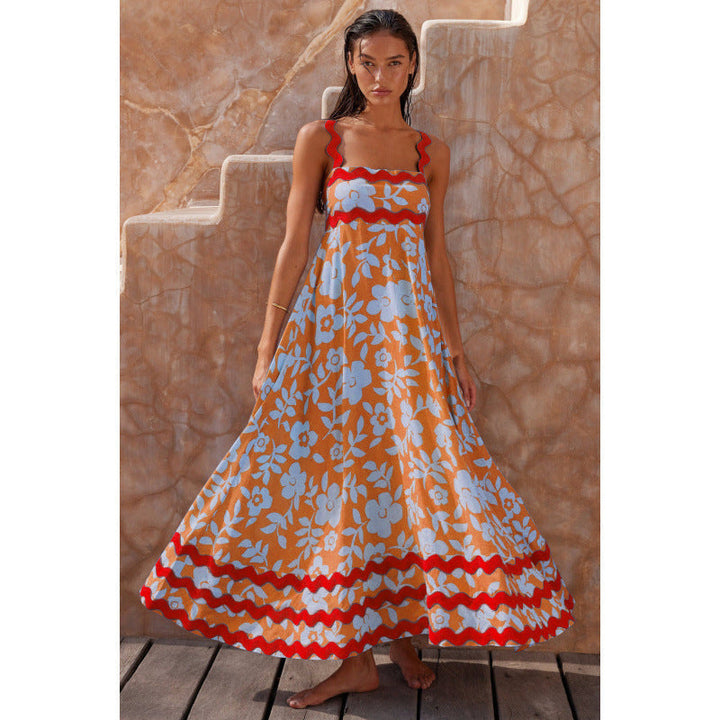 Halenna - Casual Sleeveless Dress with Floral Print