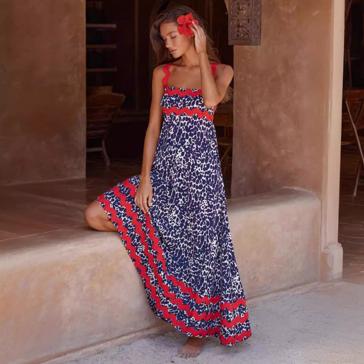 Halenna - Casual Sleeveless Dress with Floral Print