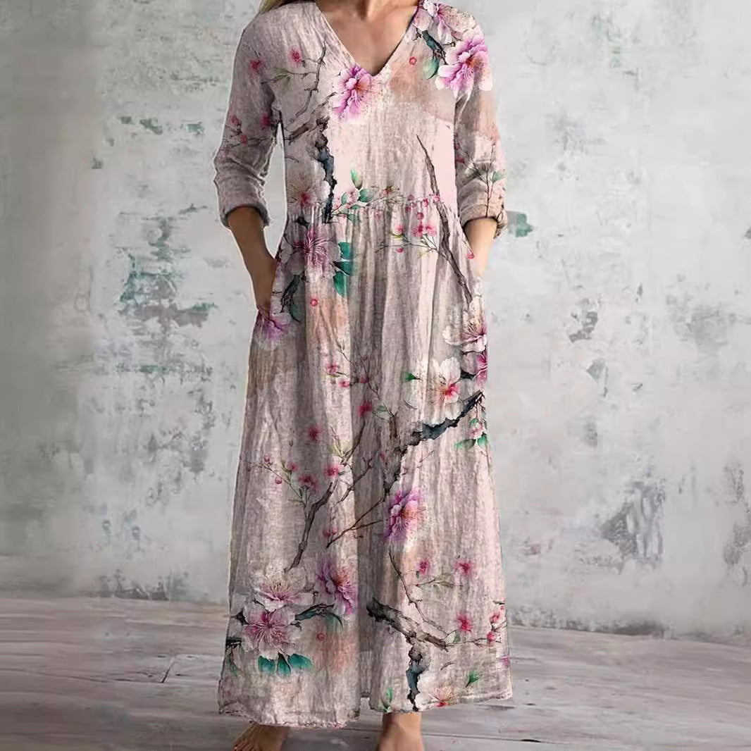 Zayana - Floral Maxi Dress Ivory - Elegance and Festive Style