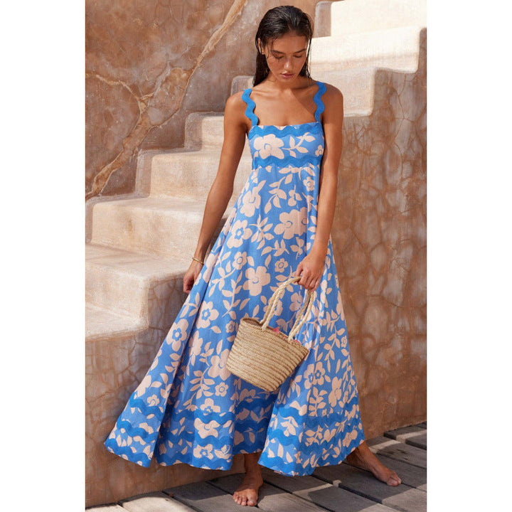 Halenna - Casual Sleeveless Dress with Floral Print