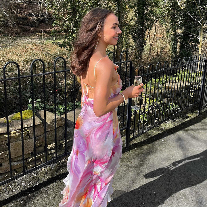 Rhionessa - Floral Ruffle Maxi Dress