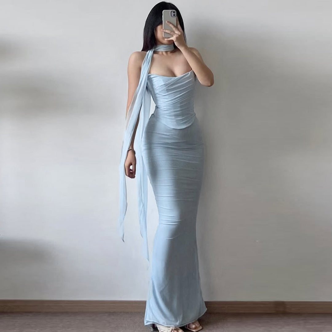 Deloraen - Strapless Bodycon Maxi Dress