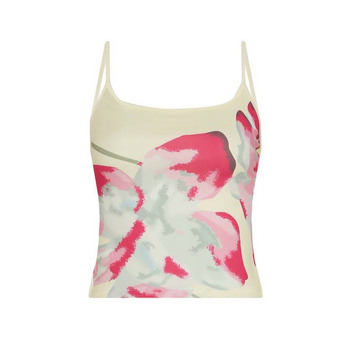 Quivannae - Floral Print Mesh Two Piece Set