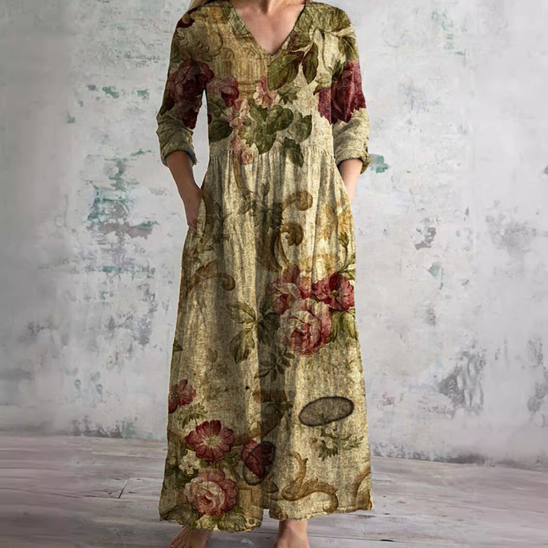 Zayana - Floral Maxi Dress Ivory - Elegance and Festive Style