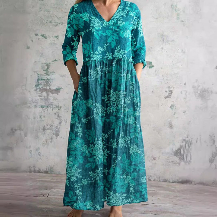 Zayana - Floral Maxi Dress Ivory - Elegance and Festive Style