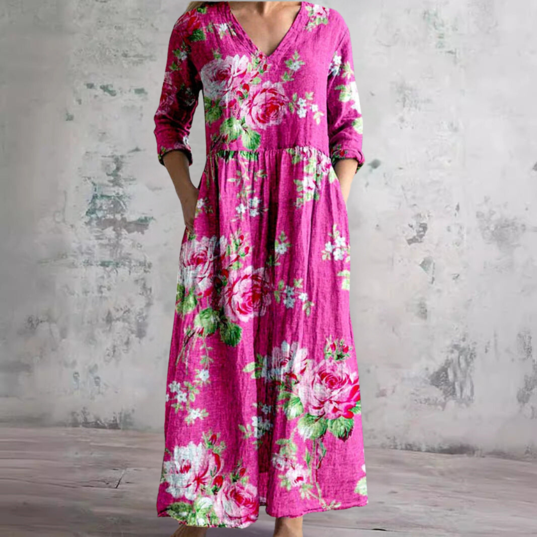 Zayana - Floral Maxi Dress Ivory - Elegance and Festive Style
