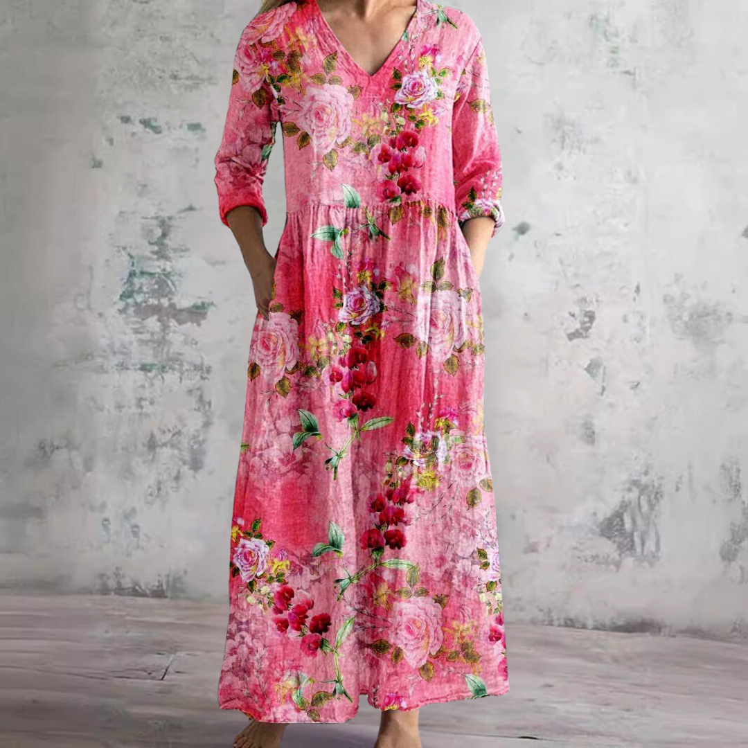 Zayana - Floral Maxi Dress Ivory - Elegance and Festive Style