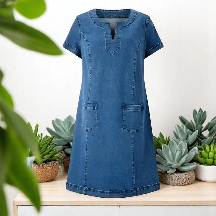 Xavira - Soft denim dress with pockets
