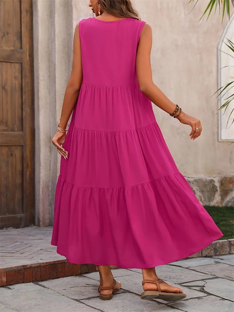 Yindi – Chic V-Neck Maxi Dress