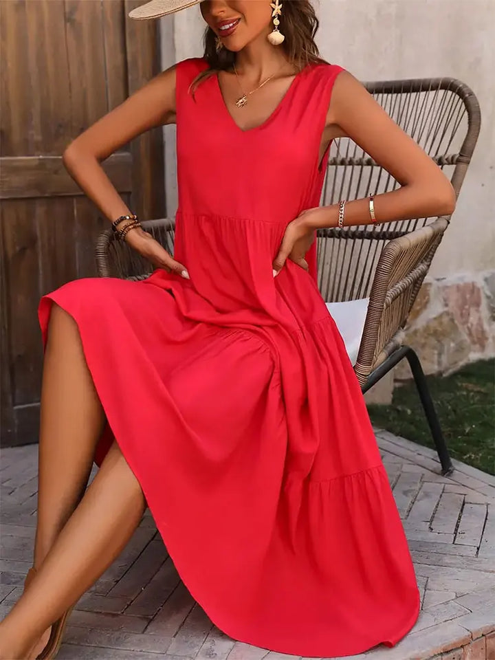 Yindi – Chic V-Neck Maxi Dress