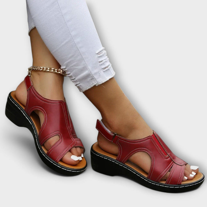 Brienna - Orthopedic Leather Sandals with Comfort Heel