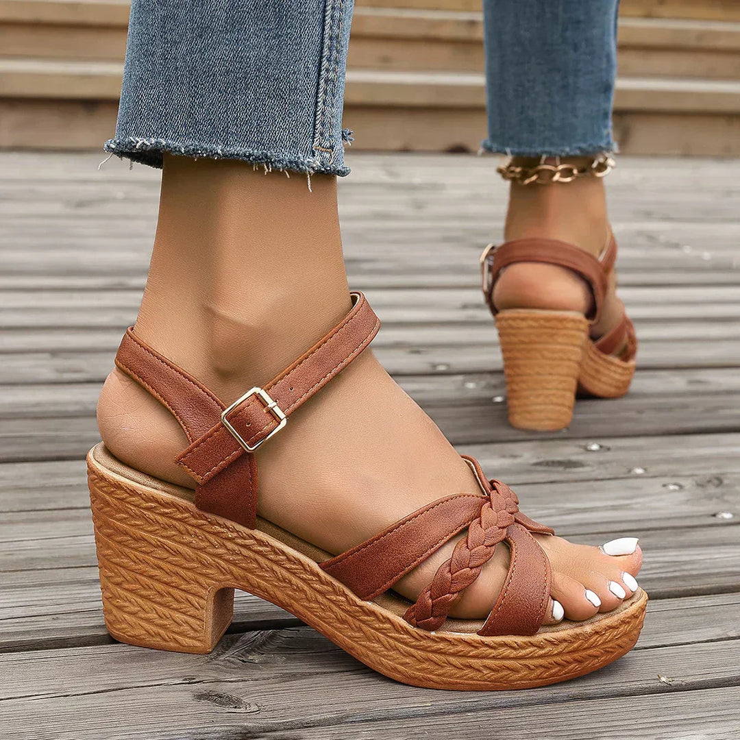 Chloe - Braided Block Heel Sandals