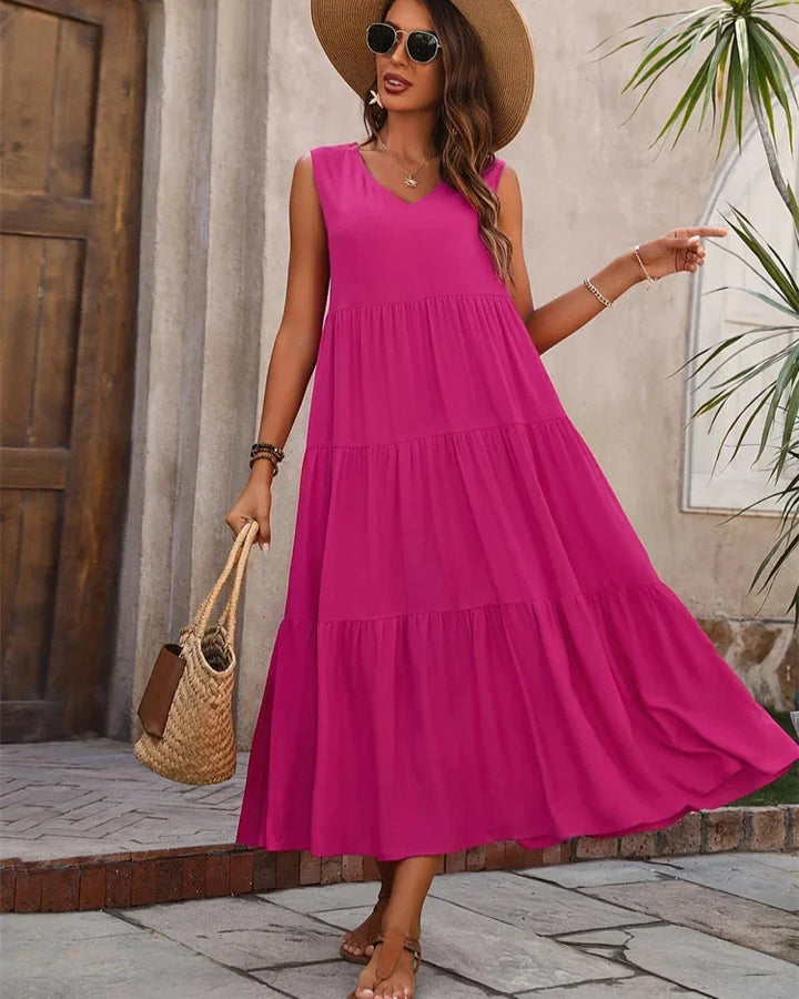 Yindi – Chic V-Neck Maxi Dress