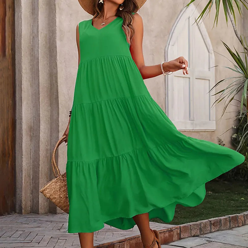 Yindi – Chic V-Neck Maxi Dress