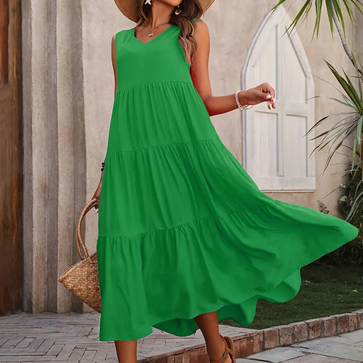 Yindi – Chic V-Neck Maxi Dress