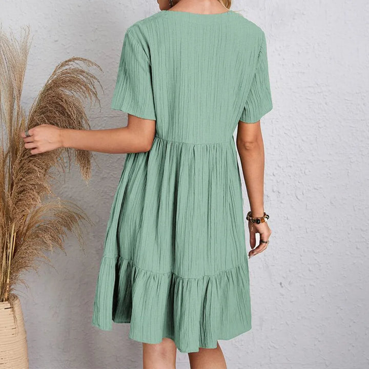 Tyraelle - Chopin Bohemian Chic Mini Dress with Ruffled Hem