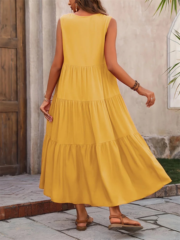 Yindi – Chic V-Neck Maxi Dress