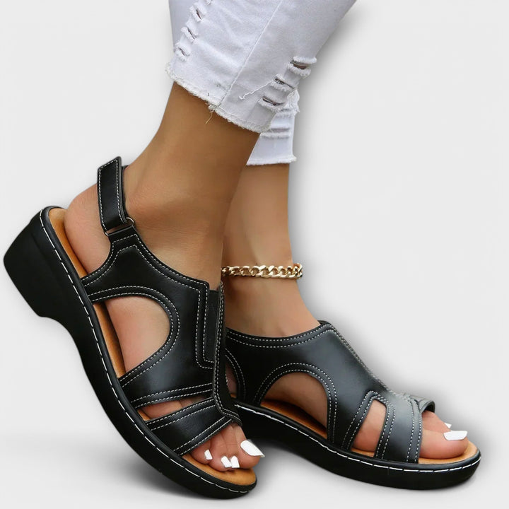 Brienna - Orthopedic Leather Sandals with Comfort Heel