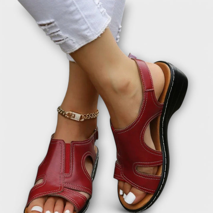 Brienna - Orthopedic Leather Sandals with Comfort Heel