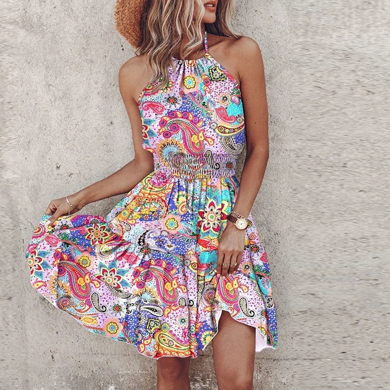Ayandra - Alluring Asymmetric Print Backless Mini Skirt