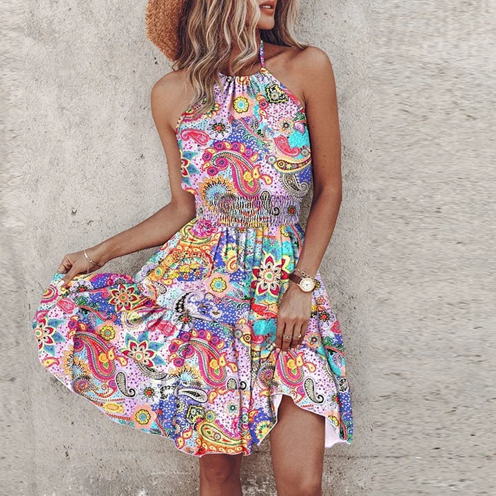Ayandra - Alluring Asymmetric Print Backless Mini Skirt