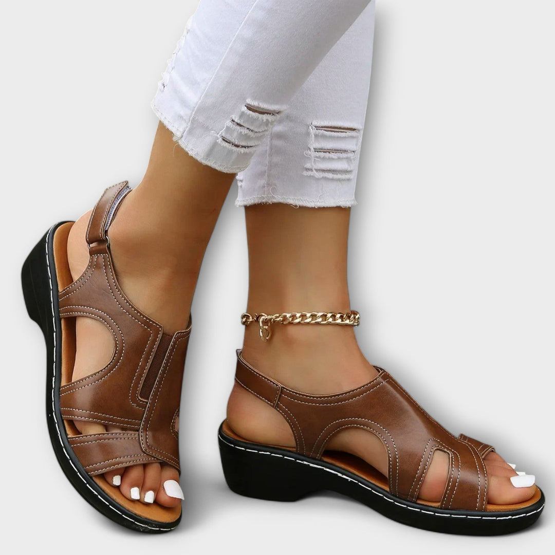 Brienna - Orthopedic Leather Sandals with Comfort Heel