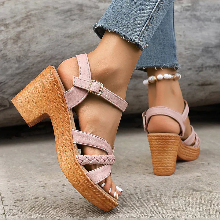 Chloe - Braided Block Heel Sandals