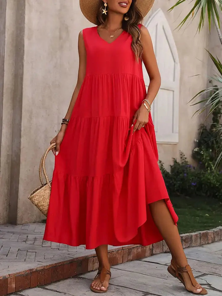 Yindi – Chic V-Neck Maxi Dress
