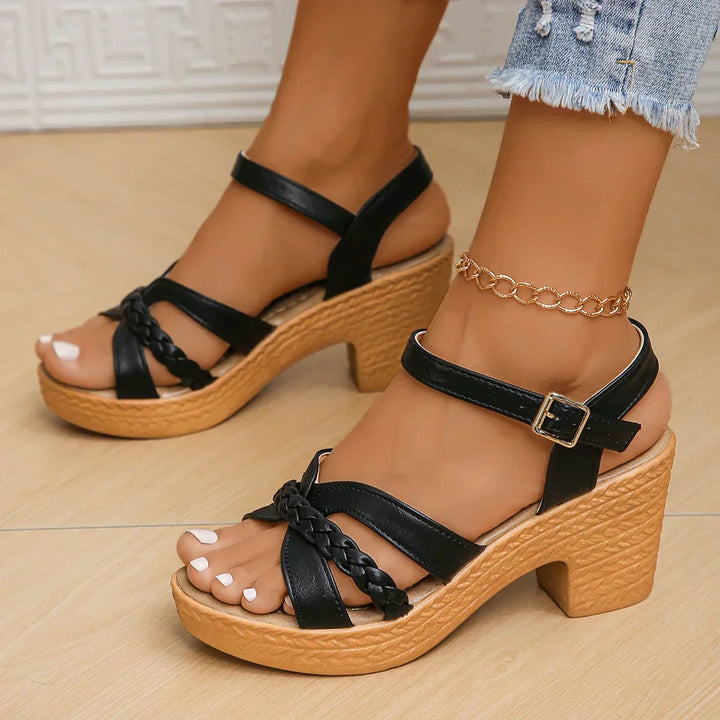 Chloe - Braided Block Heel Sandals
