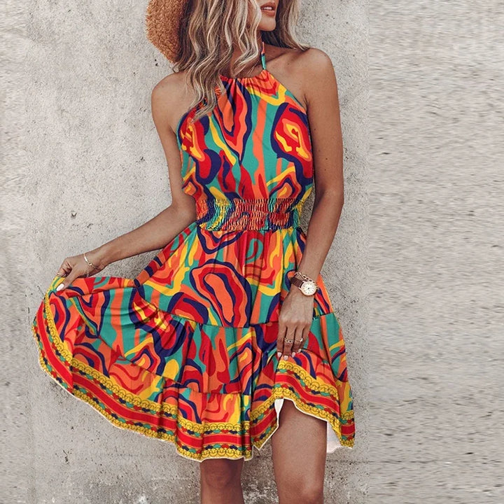 Ayandra - Alluring Asymmetric Print Backless Mini Skirt