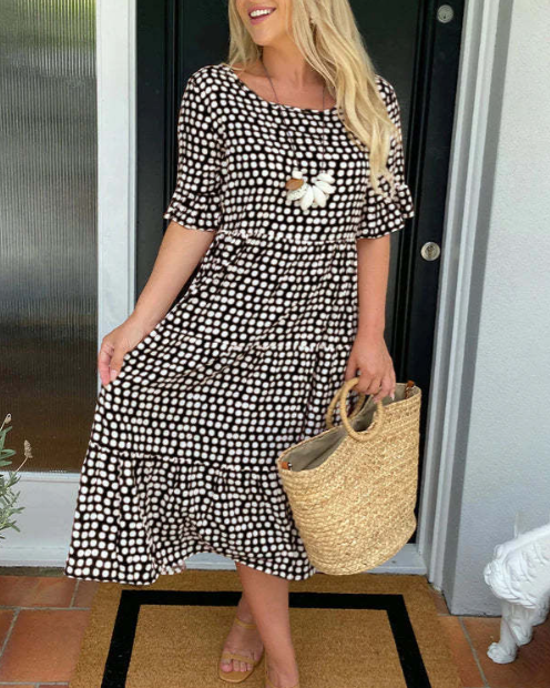 Kyrene - Sable Short-Sleeve Midi Dress
