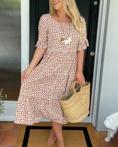 Kyrene - Sable Short-Sleeve Midi Dress