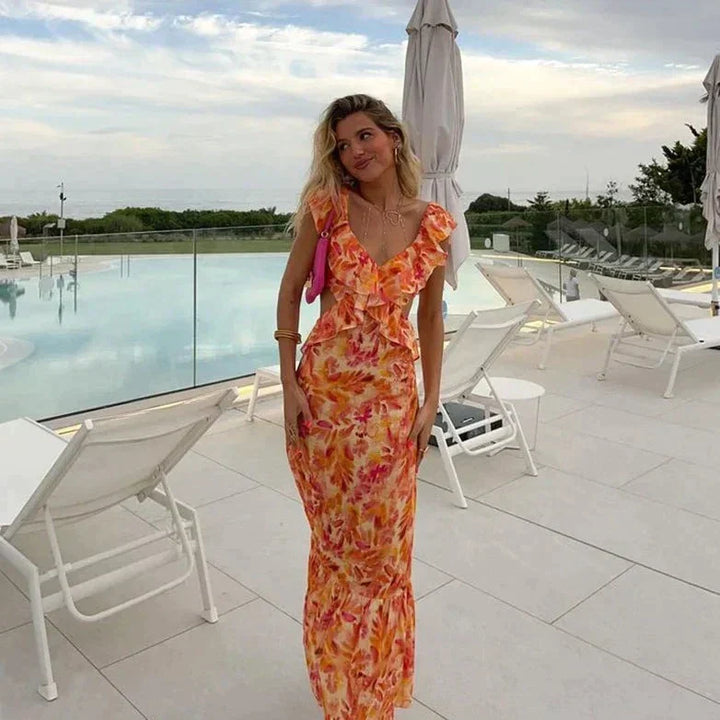 Summer - Ruffle Print Maxi Dress