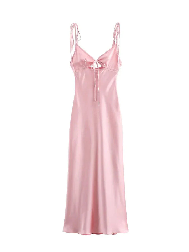 Veylaraen - Sleeveless Satin Maxi Dress
