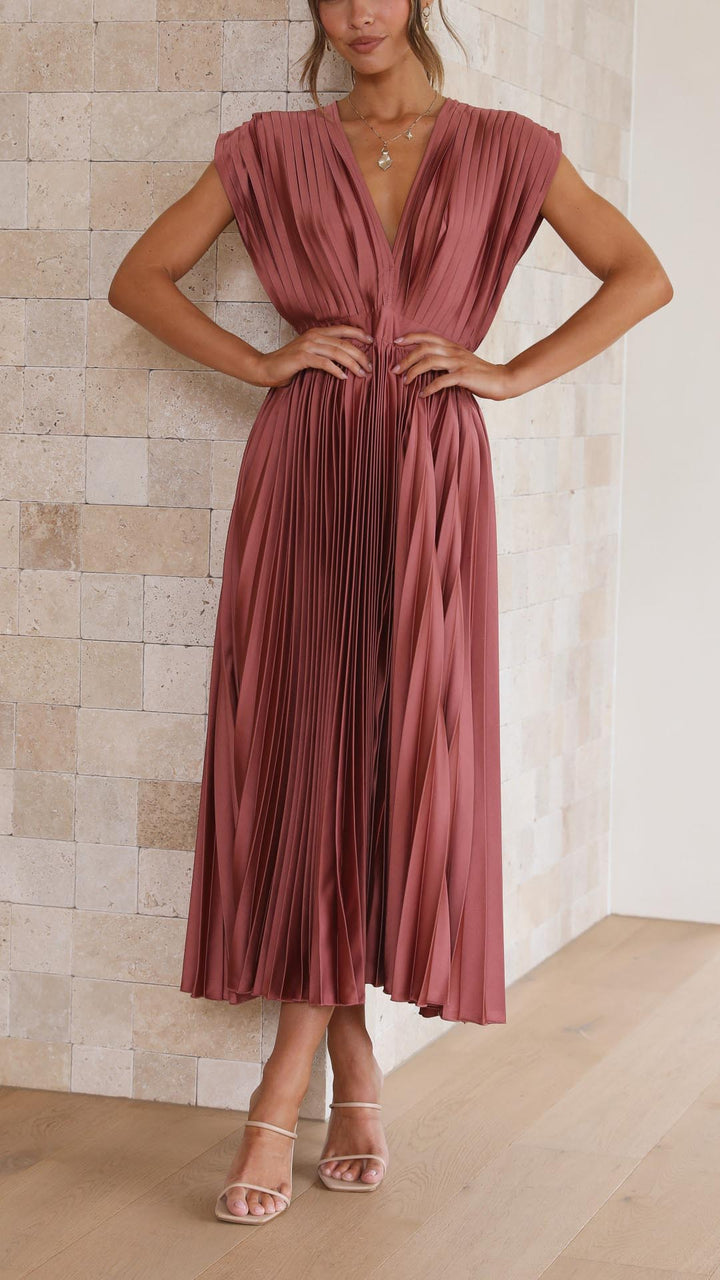 Elyvannae - Deep V-Neck Maxi Dress