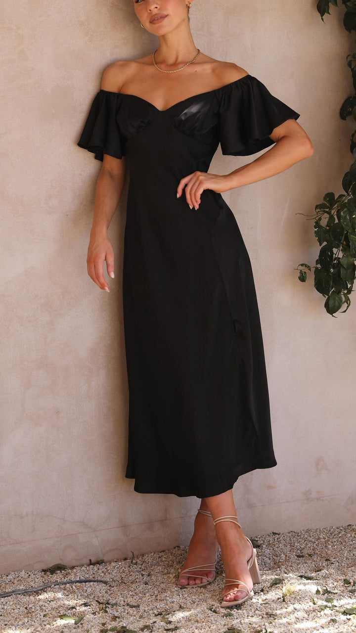 Caelisya - Butterfly Sleeve Off-Shoulder Maxi Dress