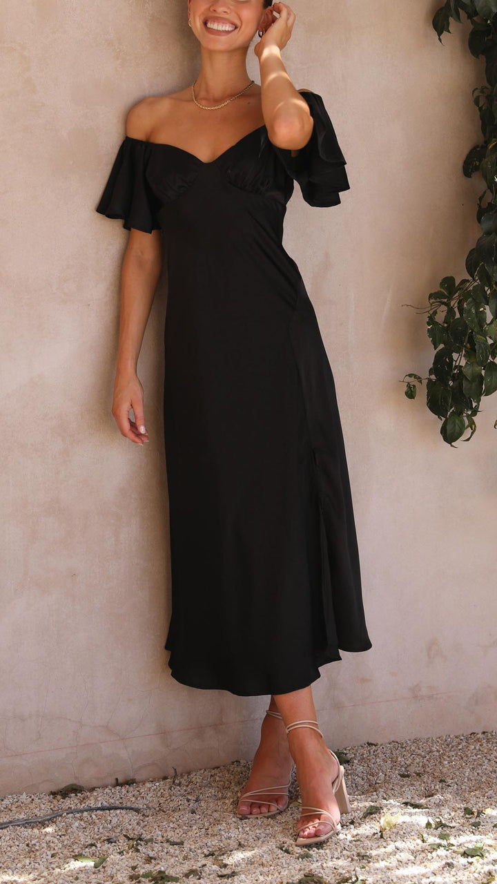 Caelisya - Butterfly Sleeve Off-Shoulder Maxi Dress