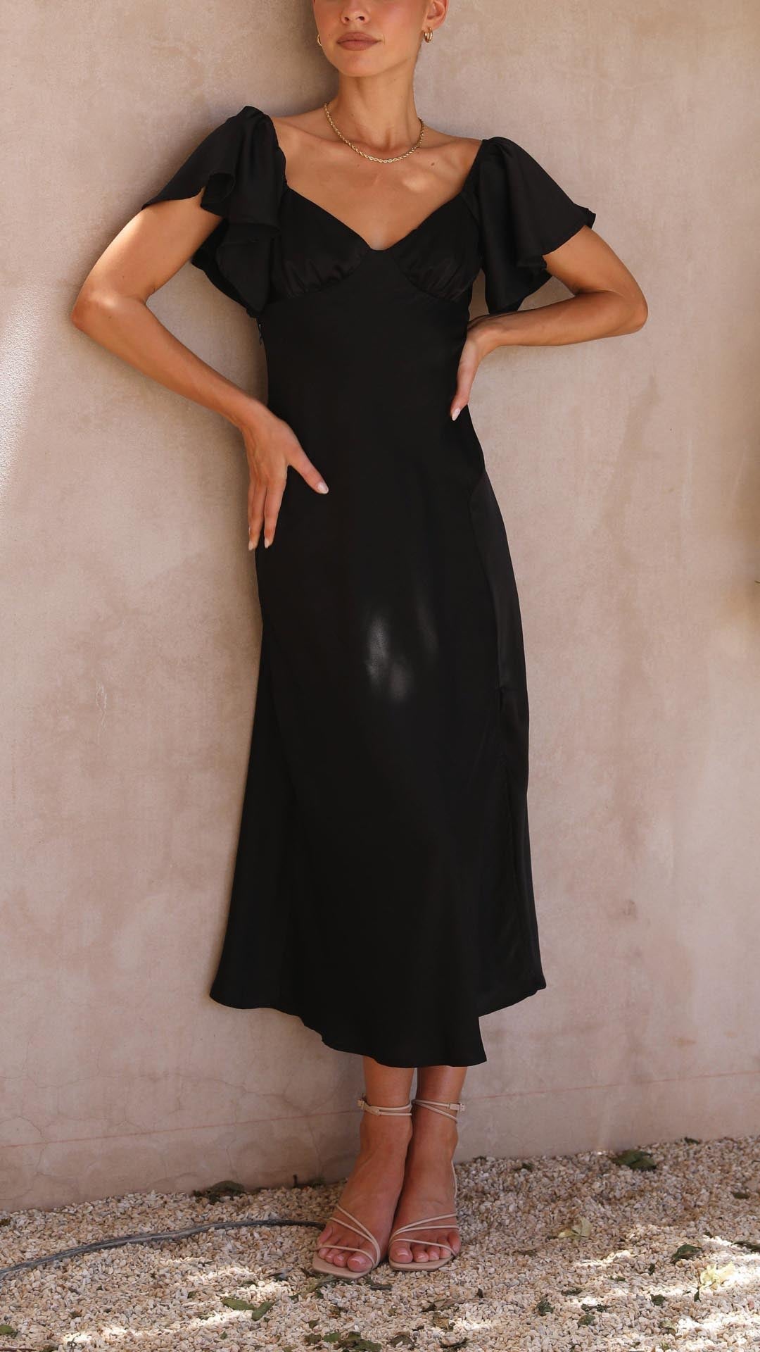 Caelisya - Butterfly Sleeve Off-Shoulder Maxi Dress