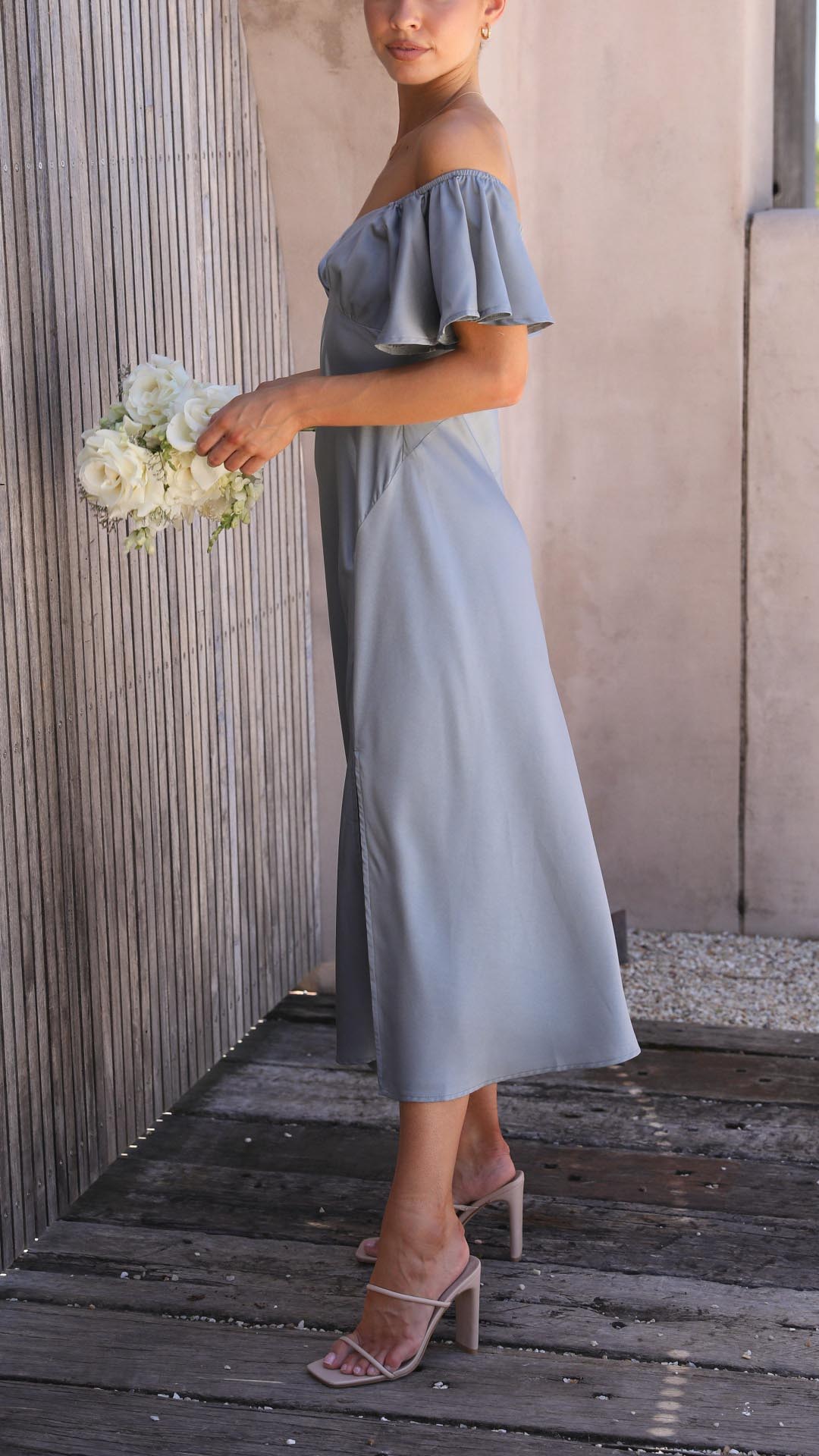 Caelisya - Butterfly Sleeve Off-Shoulder Maxi Dress